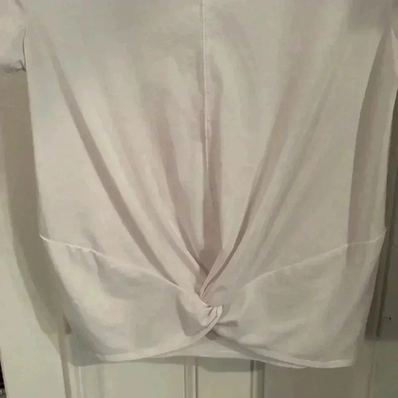 ATHLETA Womens S Essence Tee Cap Sleeve Twist  front  Short Sleeve dark Pink - Picture 3 of 8